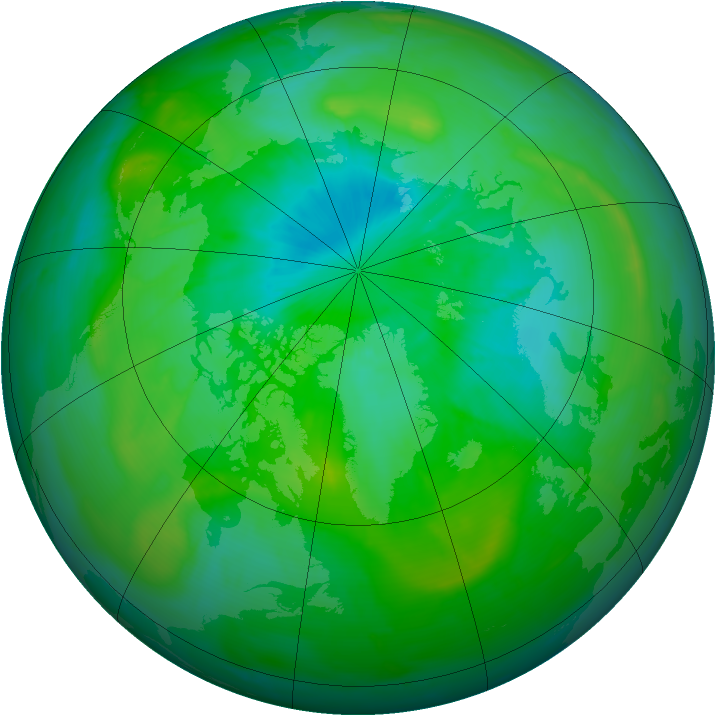 Arctic ozone map for 20 August 2015